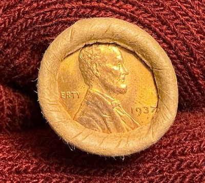 BU 1937 & VF IHC Ends on OBW Unsearched Wheat Penny Roll San Francisco Wrap Rare