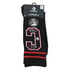 Converse All Star Chucks Varsity Crew Socks Size Large Black Red 1 Pair NEW