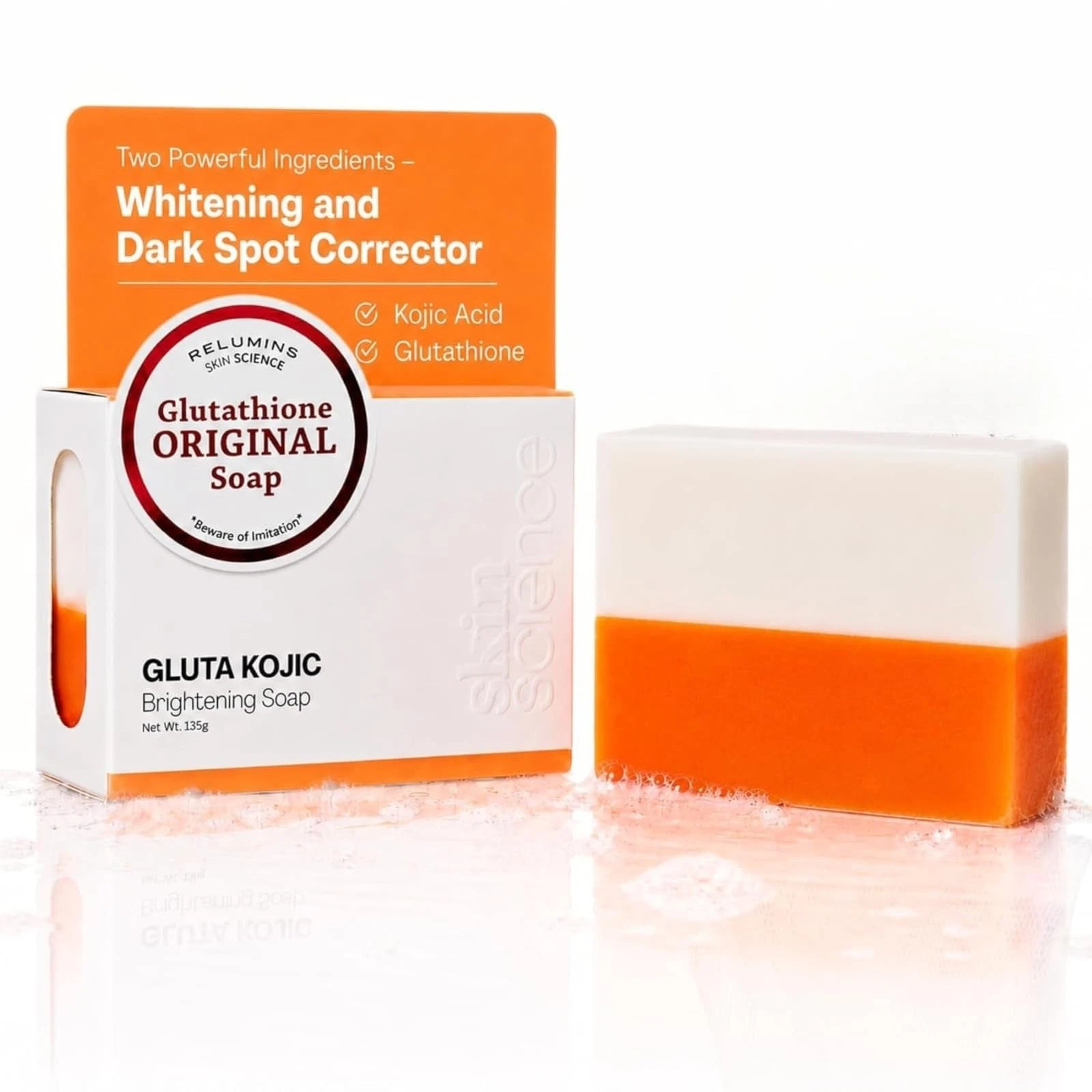 Relumins Glutathione Original Soap + Kojic Acid Soap Bars Whitening - 135g