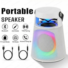 Portable Bluetooth Speaker with Power Bank USB Charger LED Lights TWS Stereo FM