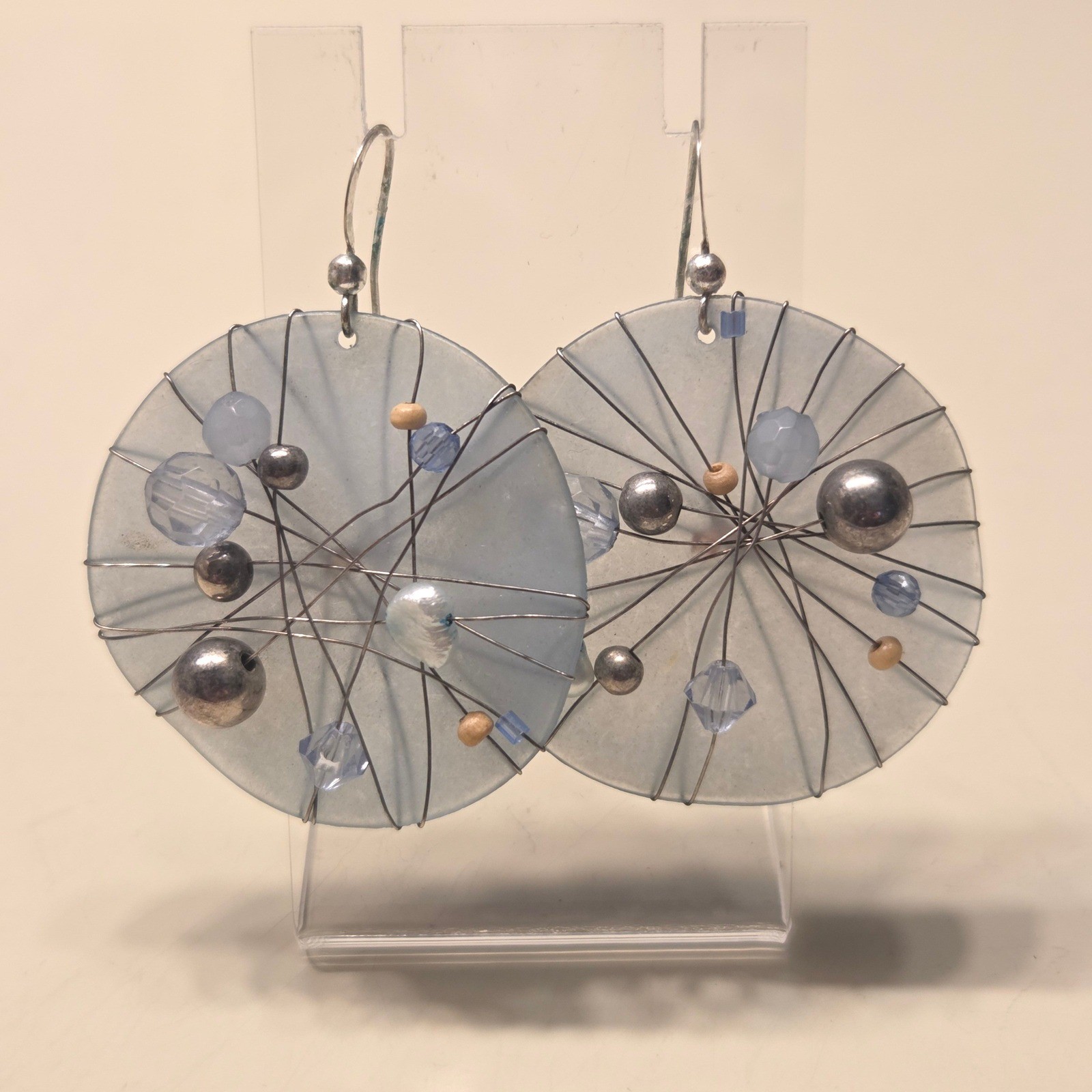 Handmade Abstract Wire Wrapped Circle Dangle Drop… - image 1