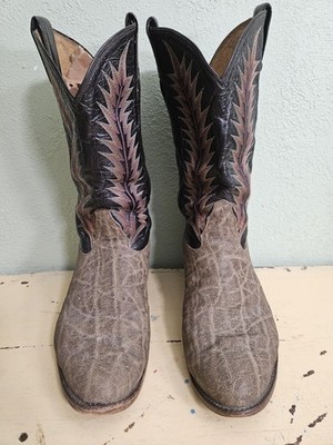 Men's Vintage Tony Lama Gold Label Elephant Print Boots Brown Size 9 3E