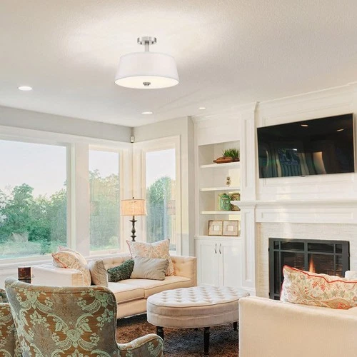 Studio 2-Light Semi Flush Mount Ceiling Lights, 15 Inch Indoor Fixture for Ki... - Picture 2 of 2