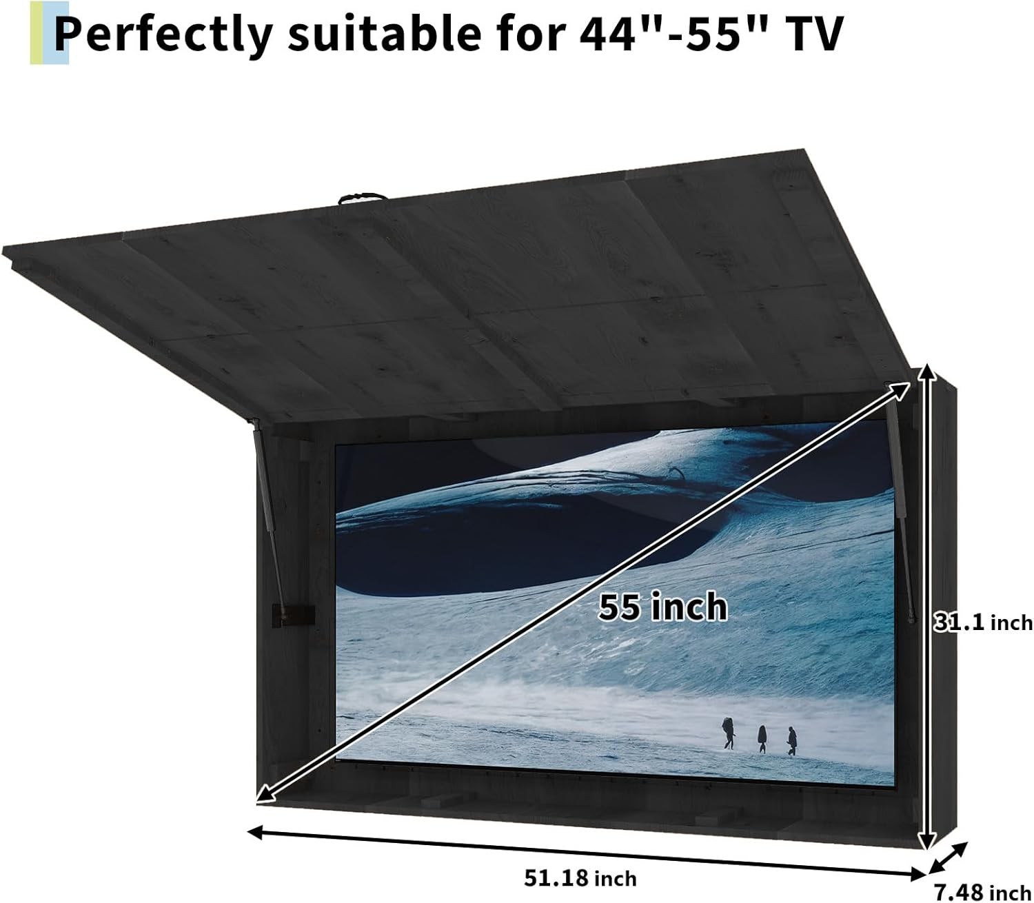 Outdoor TV Enclosure TV Cover with 4D Adjustable Mount Fold-Up Door Fits 44-55in
