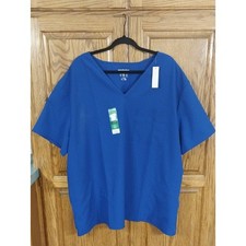 Scrubstar NWT Unisex Core Essentials V-Neck Scrub Top Size 3XL Blue Workwear