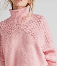 Free People Bradley Turtleneck Pullover Sweater Baby Pink Color Size XS