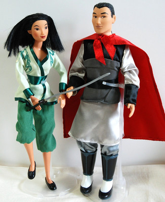 Disney Store Mulan & Li Shang Warrior Puppen - selten