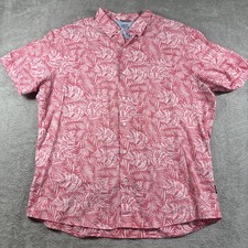 IZOD Saltwater Shirt Pink Palm Print Button Up Vacation Lightweight Mens XL