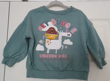 Hey Duggee Sage Green Sweatshirt Size 12-18months Unicorn