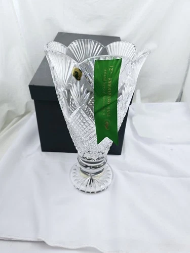 House of Waterford 12th Anniversary Handmade Crystal Vase 13"