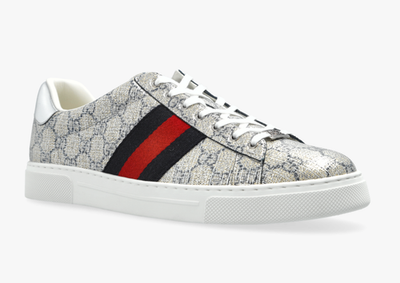 [最終値下げ ]GUCCI Ace GGスプリーム 27cm Gucci Ace GG Logo Supreme Canvas Beige Blue Silver Low Top Flat