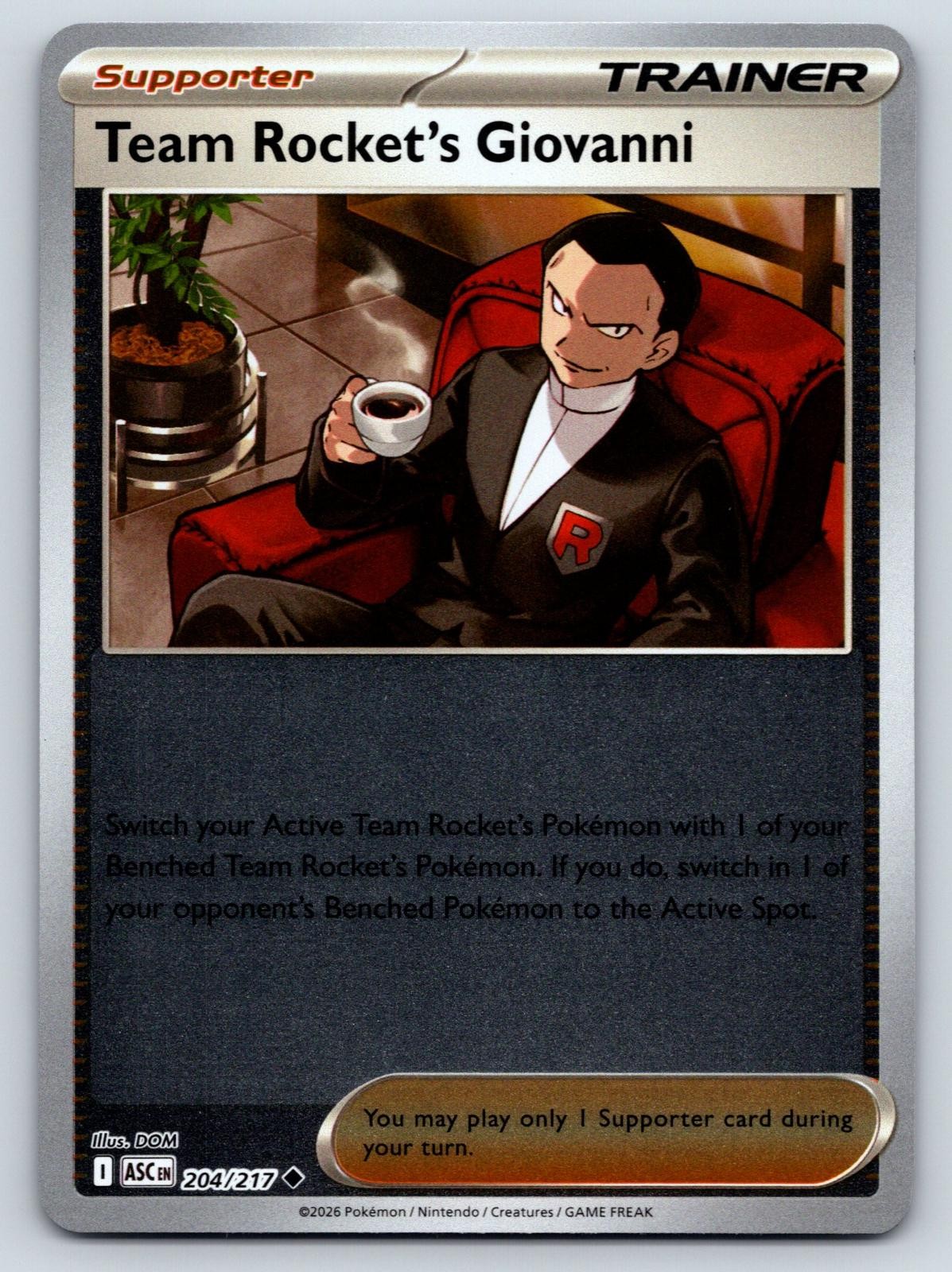Team Rocket's Giovanni 204/217 Uncommon Ascended Heroes Pokemon Reverse Holo NM
