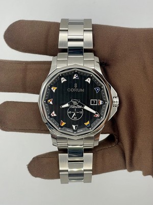 Corum Admiral's Cup 42mm Steel Auto Black Dial Unworn Box Card