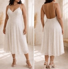 NWT ASOS EDITION Eva embellished Cami Midi Wedding Dress in Ivory Size 12