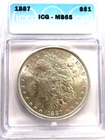 1887 Morgan Silver Dollar ICG MS65 Mint State Uncirculated US Coin S$1 ⭐