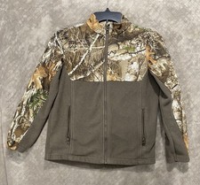 Magellan Outdoors Boy Girl Brown Camo Zip Jacket Sz Medium Real tree Edge Pocket