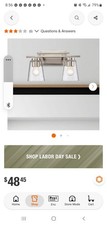 Iris 14.75 in. 2-Light Brushed Nickel Bathroom Vanity Light Fixture with...