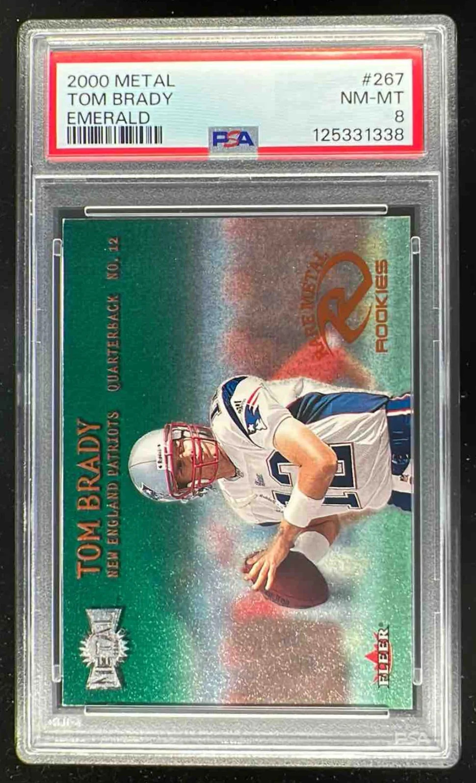 2000 Fleer Metal Emerald #267 Tom Brady PSA 8