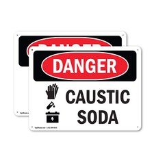 (2 Pack) Caustic Soda OSHA Danger Sign Decal Metal Plastic