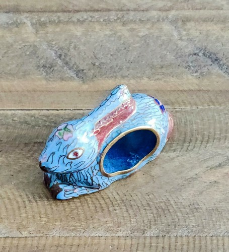 Vintage Cloisonne Rabbit Bronze & Gold Gilded lapis lazuli - Picture 2 of 5