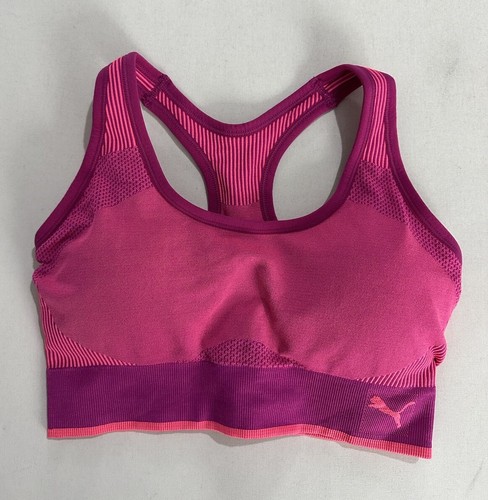 Womens PUMA Logo 1 of 2pack Performance Sports Bra UK S 32C,D/34A,B in Pink