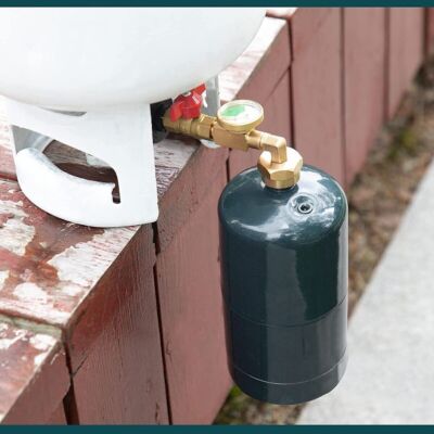 Propane Tank Refill Adapter Kit with Gauge & Valve Solid Brass 90 Degree No Leak