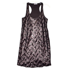 Glam Little Black Dress Tunic Sequined Size Medium
