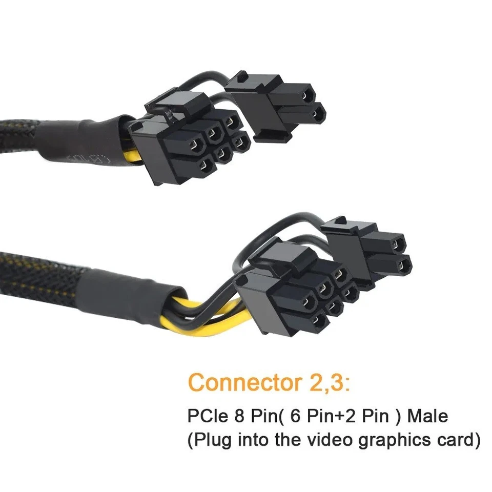 PCIe Adapter Grafikkarten Stromkabel 6 Pin oder 8 Pin Buchse zu 2x 8 Pin 6+2 S - Bild 3 von 4