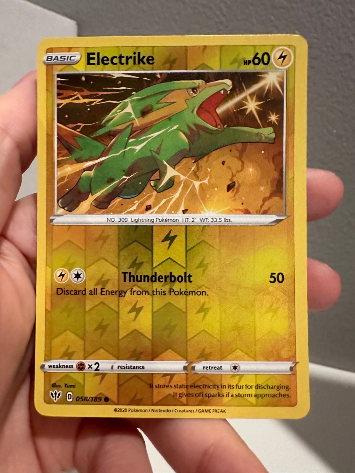 Electrike 58/189 Darkness Ablaze Reverse Holo Common Pokemon Card NM 1218#191