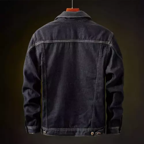 Denim Jacket Sherpa Fleece Lined Button Up Jean Coat Trucker Warm Winter Mens - Picture 5 of 9