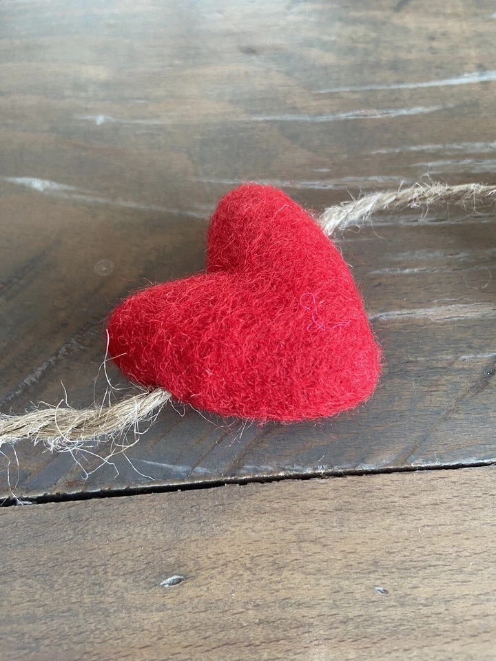 Felted Wool Hearts Garland-Red, Pink, White 4-foot Valentine Decor - Image 4 of 4