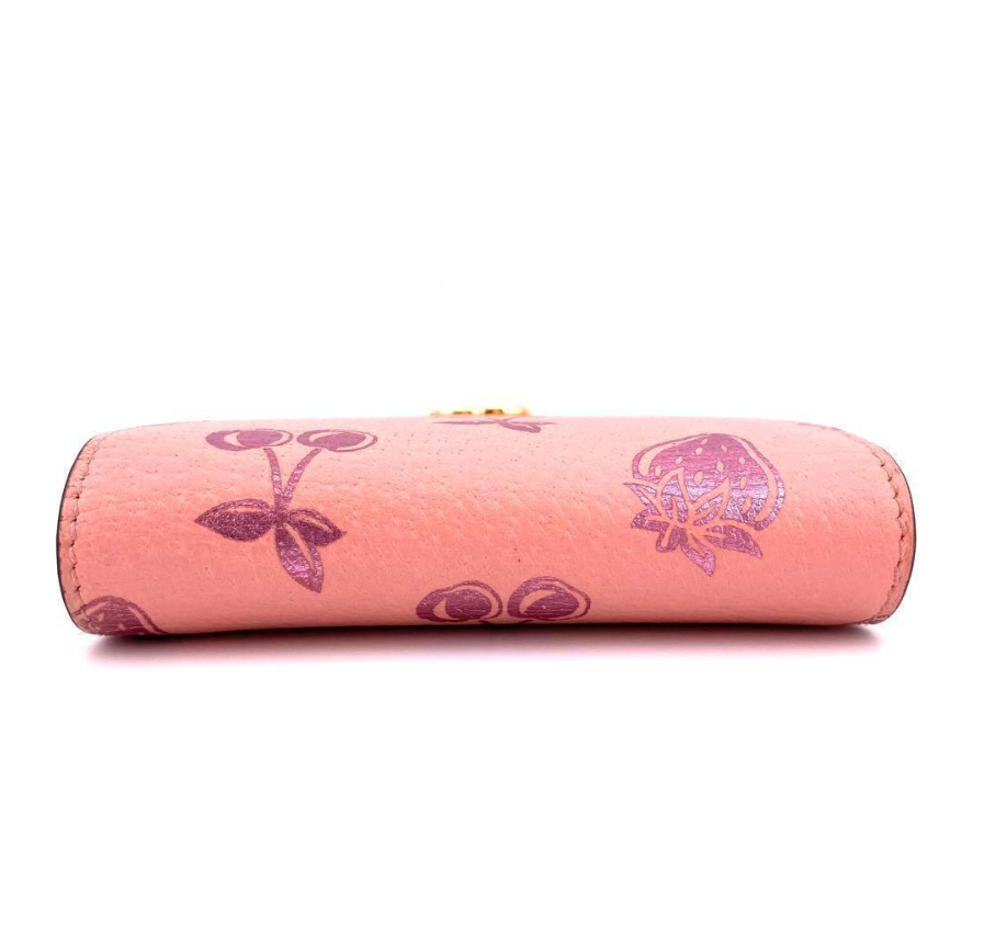 Gucci GG Marmont Pink Bifold Wallet Strawberry Cherry 456126 Gucci GG Marmont Pink Bifold Wallet Strawberry Cherry 456126