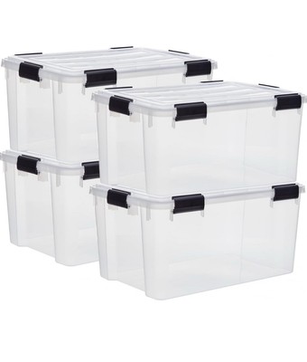 Iris Ohyama 50L Premium Box   4er-Set, staubgeschützt, B Ware Brüche Am Deckel