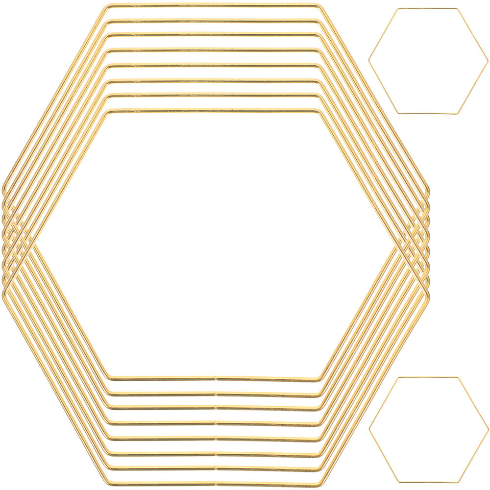10 Pcs Wreath Frame Golden Hexagon Table Centerpiece Decoration