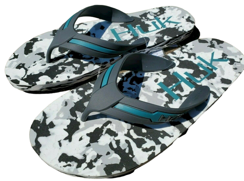 Youth Huk Fishing Flipster Grey White Flip Flop Sandals Sz Y6 New Ret.  $24.99 | eBay