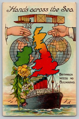 Hands Across the Sea Postcard Britannia Needs no Bulwarks Steamship Globes
