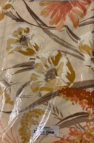 Vtg Quality Double Flat Sheet Cotton Mix 225x254cm Retro Floral Print Imperfect