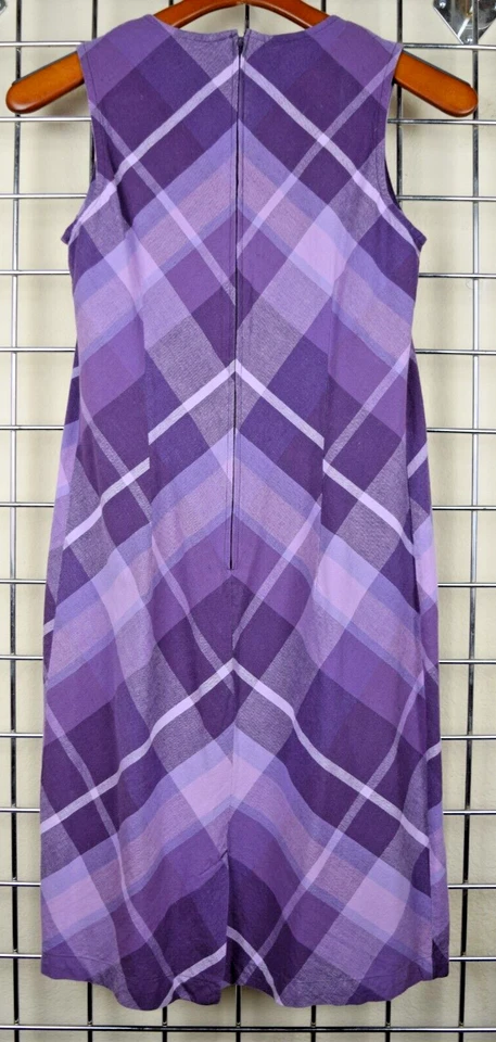 Vestido midi vintage Cherokee talla S/M años 90 violeta púrpura a cuadros algodón mezcla de lino Foto 3 de 4