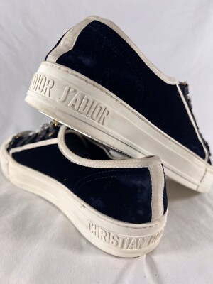 CHRISTIAN DIOR Navy Blue Walk'N'Dio Logo Trainers Made in Italy