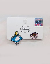 Alice in Wonderland earrings, Alice and Cheshire cat stud earrings