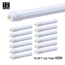 12 Pcs T8 8FT FA8 Single Pin Led Tube Light Bulbs 45W 8Foot Led Shop Light 6000K