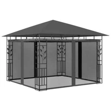 Gazebo with Mosquito Net 9.8'x9.8'x9' Anthracite 0.6 oz/ft² vidaXL