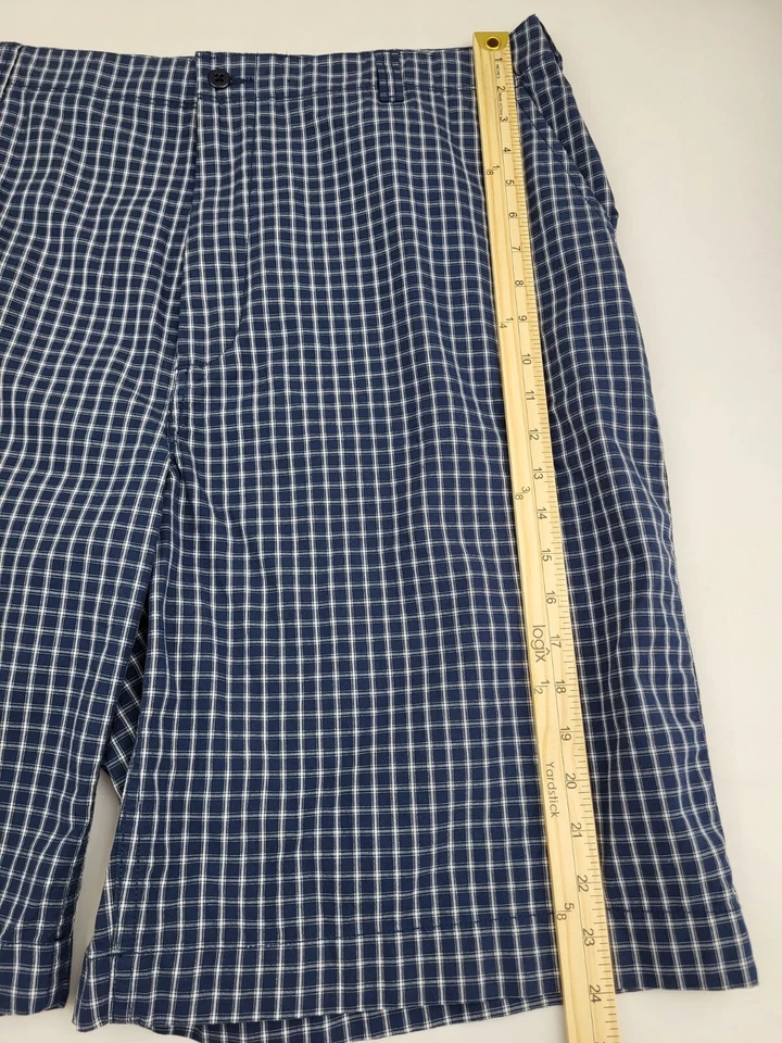 Pantalones Cortos Daniel Cremieux Clásicos William Azul Blanco Cuadros Frente Plano Algodón Hombres 42 Foto 3 de 4
