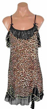 Y2K Vintage In Bloom Chemise Slip Lingerie XL Cheetah Leopard Sheer Ruffle Lace
