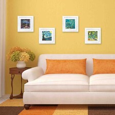 Set 4 QUADRI su CERAMICA cornice Shabby MODERN White VAN GOGH