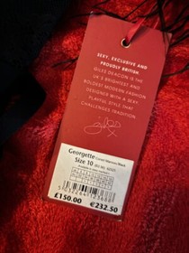 ANN SUMMERS/ GILES DEACON UNDERWIRED BLK/MAROON  CORSET SIZE 10 NWT 'GEORGETTE'