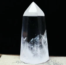 Natural Polished White Clear Quartz Crystal Stone Obelisk Wand Point Healing