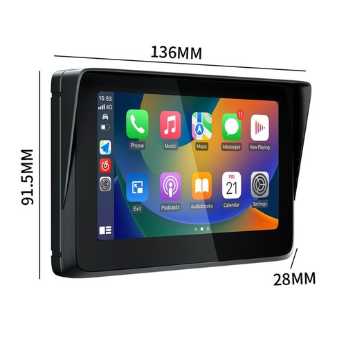 Schermo Auto 5" Moto CarPlay/Android Impermeabile Navigazione GPS per Motore - Foto 2 di 11