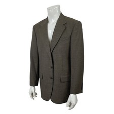 Oscar de la Renta Browns Houndstooth 2 Button Blazer Sport Coat Mens 42L