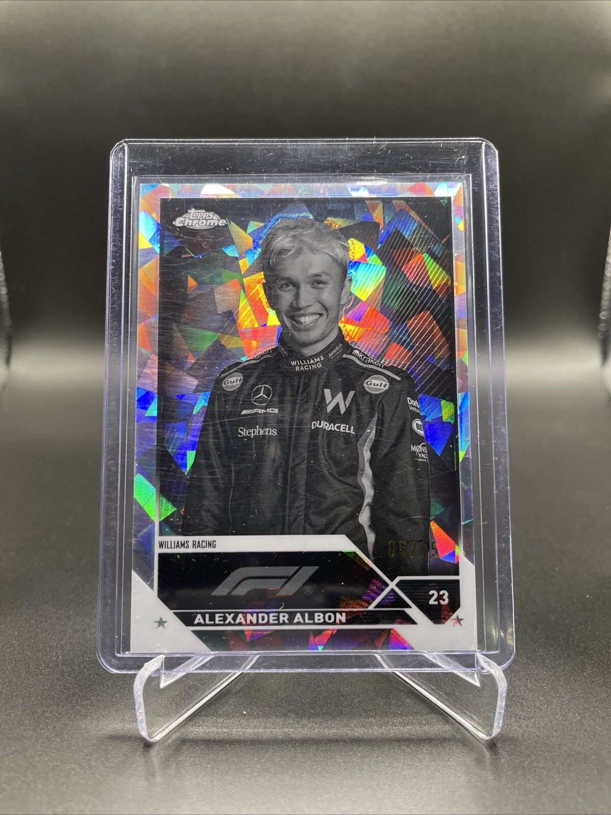 2023 Topps Chrome Sapphire F1 Alexander Albon Portrait Black White 05/15 #61